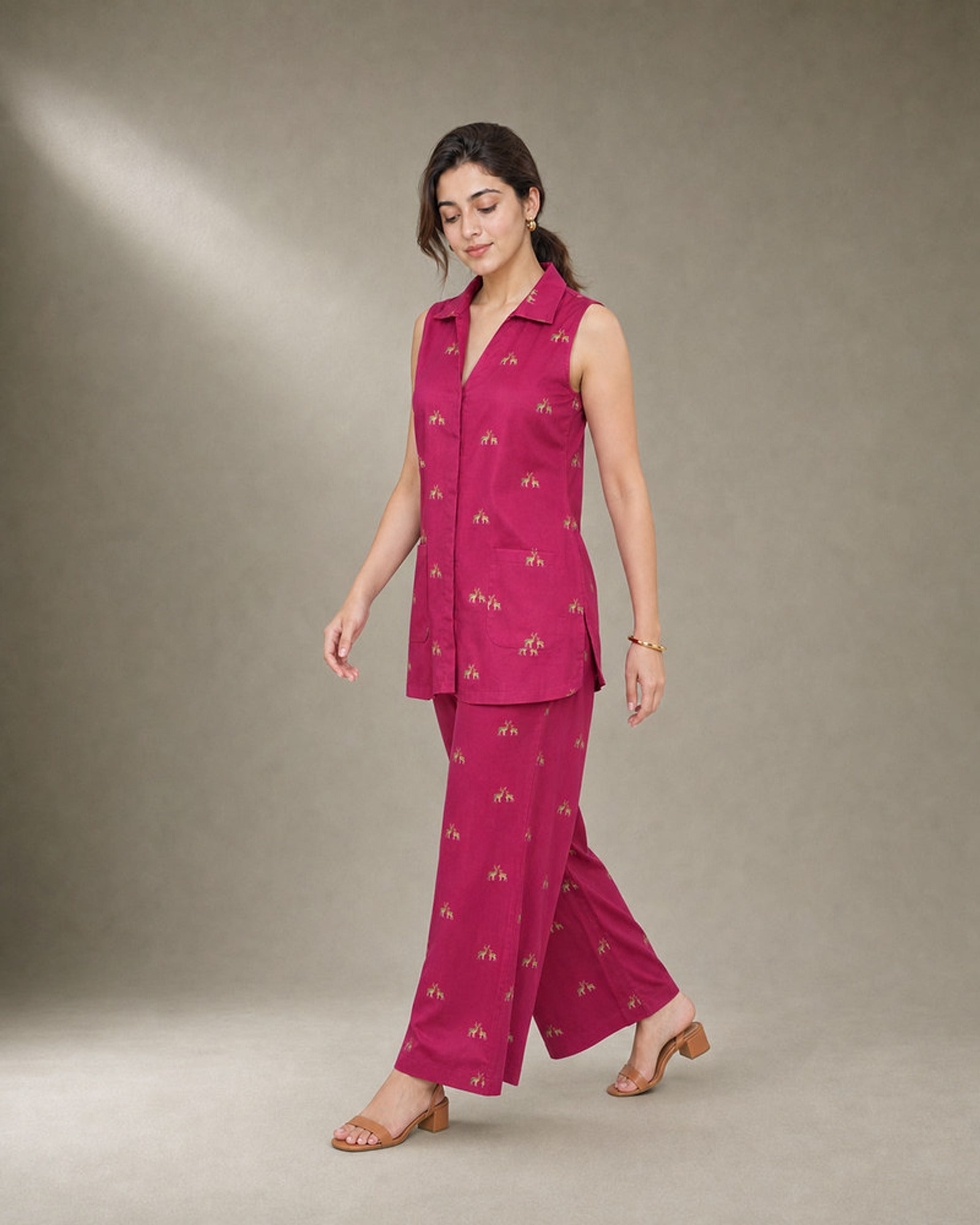 Mrigakshi: Deep Pink Antelope Co-ord Set – profile or documented back