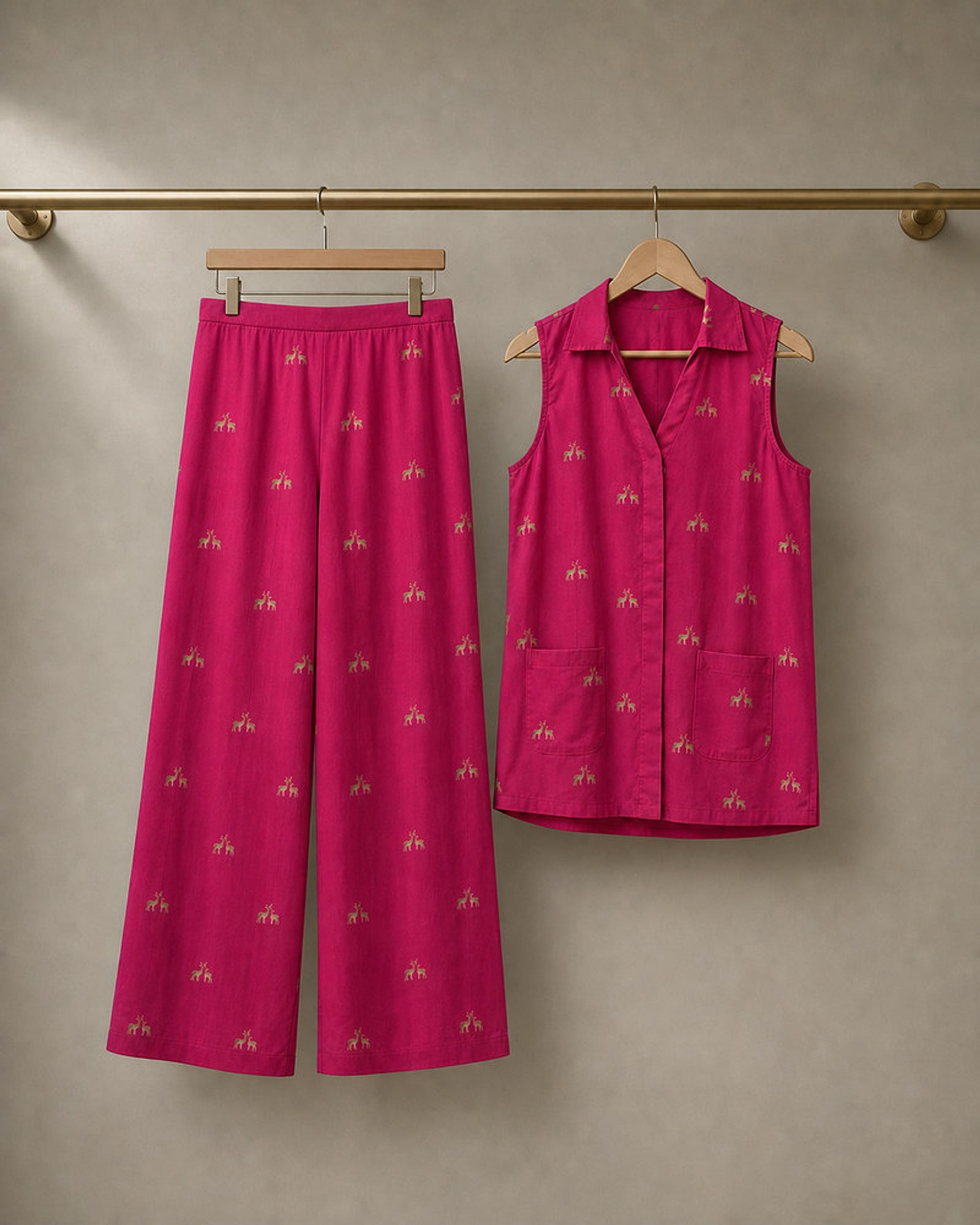 Mrigakshi: Deep Pink Antelope Co-ord Set – refined hanger packshot
