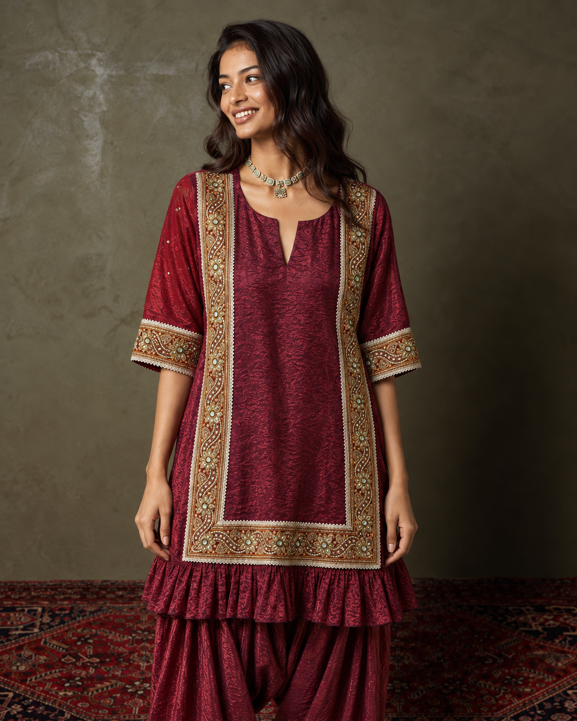 Saira by House of Somarra — Burgundy Salwar Kameez, product photo 5.
