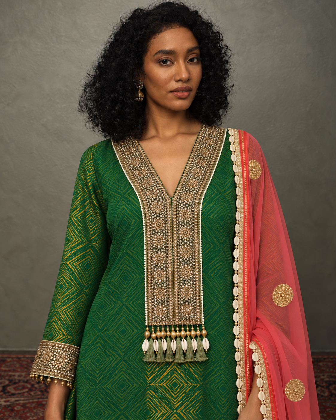 Aarshiya by House of Somarra — Aarshiya Green Coral Couture Set, product photo 3.
