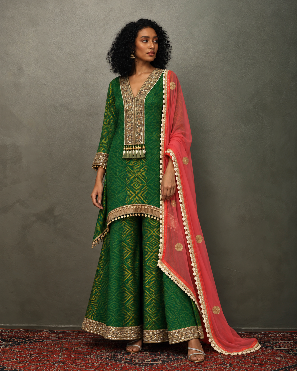 Aarshiya by House of Somarra — Aarshiya Green Coral Couture Set, product photo 4.