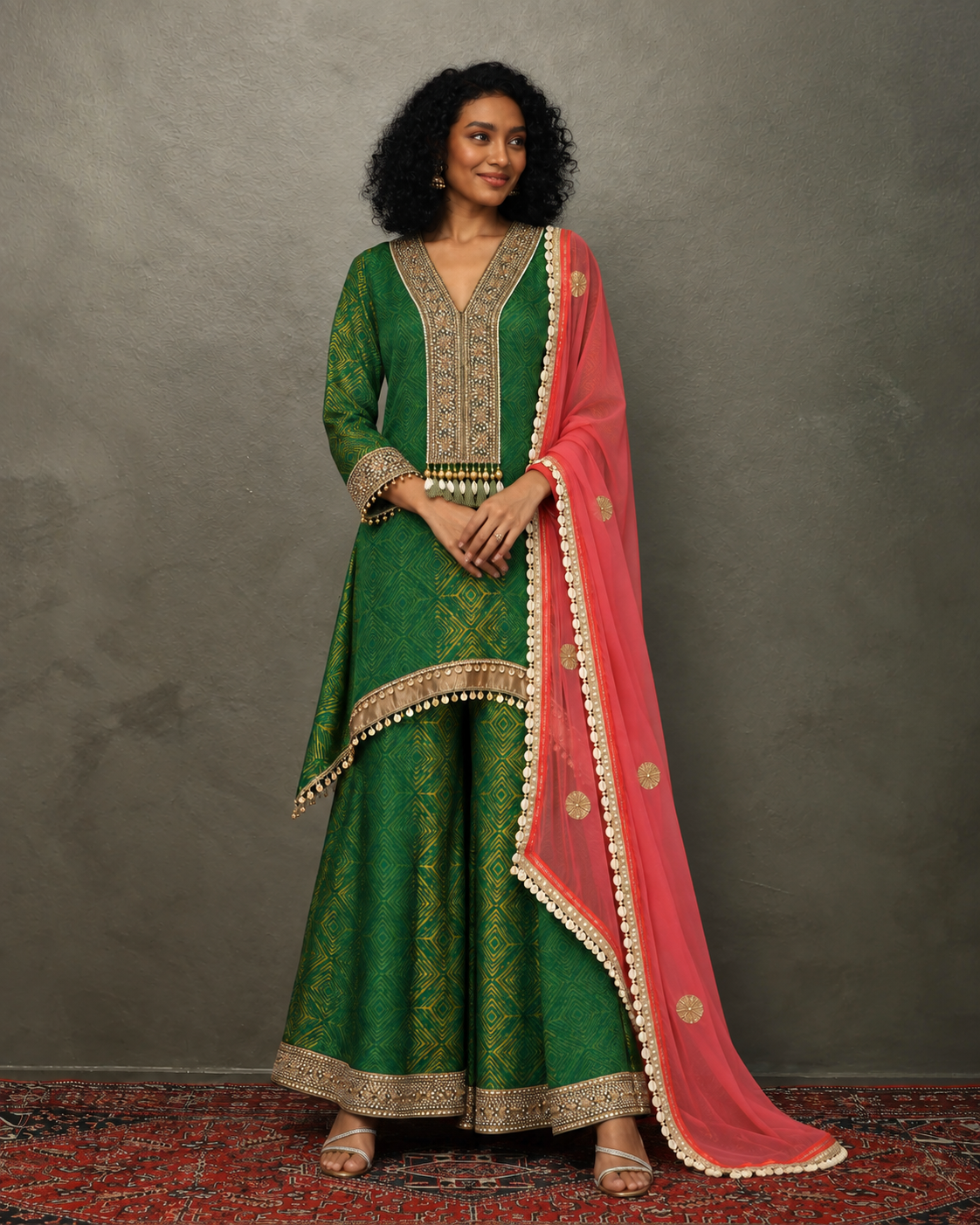 Aarshiya by House of Somarra — Aarshiya Green Coral Couture Set, product photo 5.