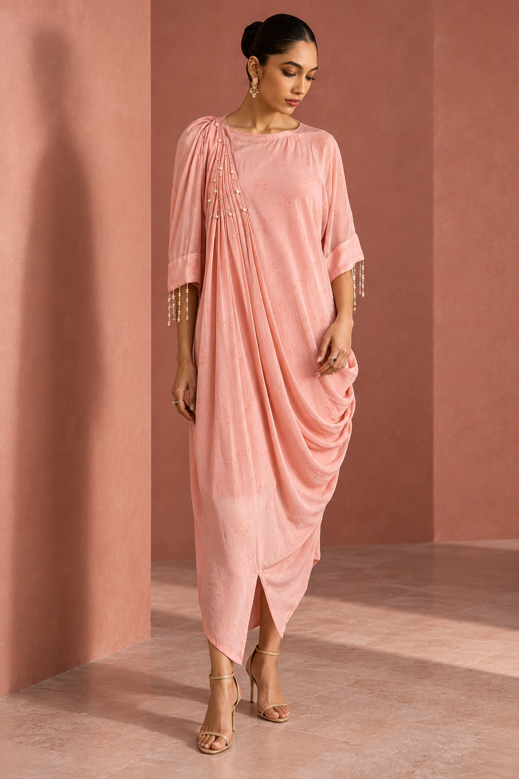 Blush Pearl Draped Dress — Product photo 1