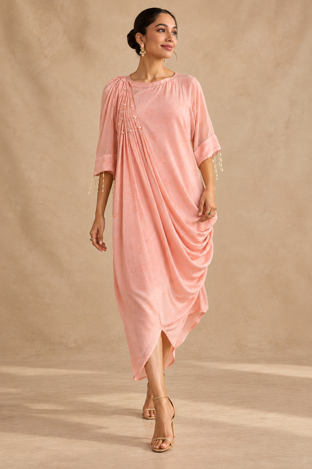 Blush Pearl Draped Dress — Product photo 2