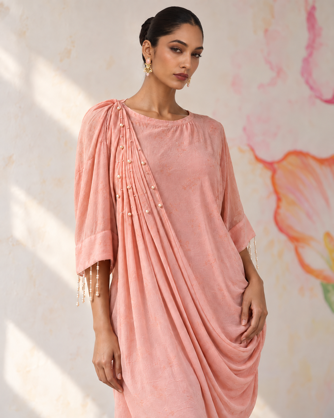 Blush Pearl Draped Dress — Product photo 4