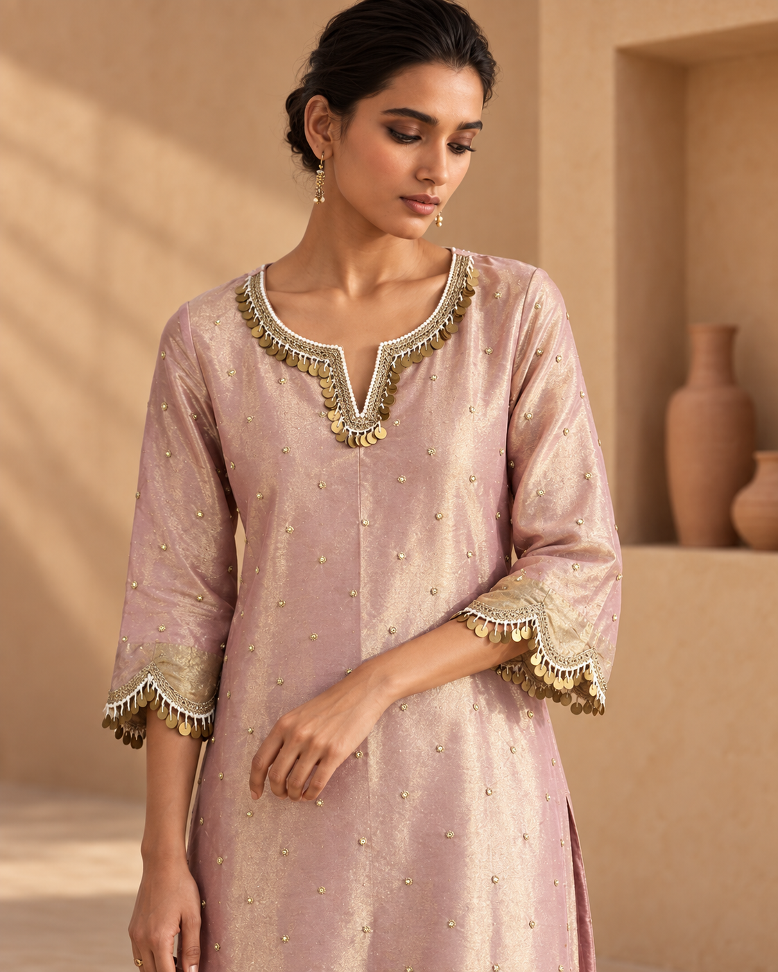 Blush Gold-Coin Kurta & Salwar Set — Product photo 3