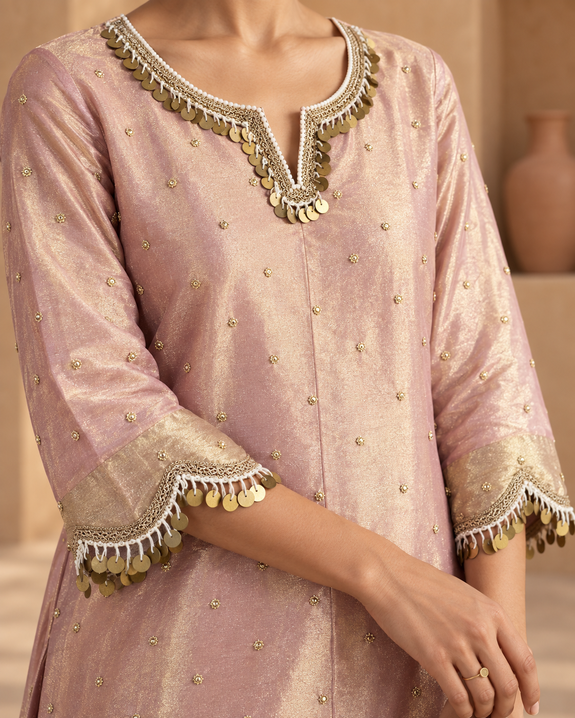 Blush Gold-Coin Kurta & Salwar Set — Product photo 5