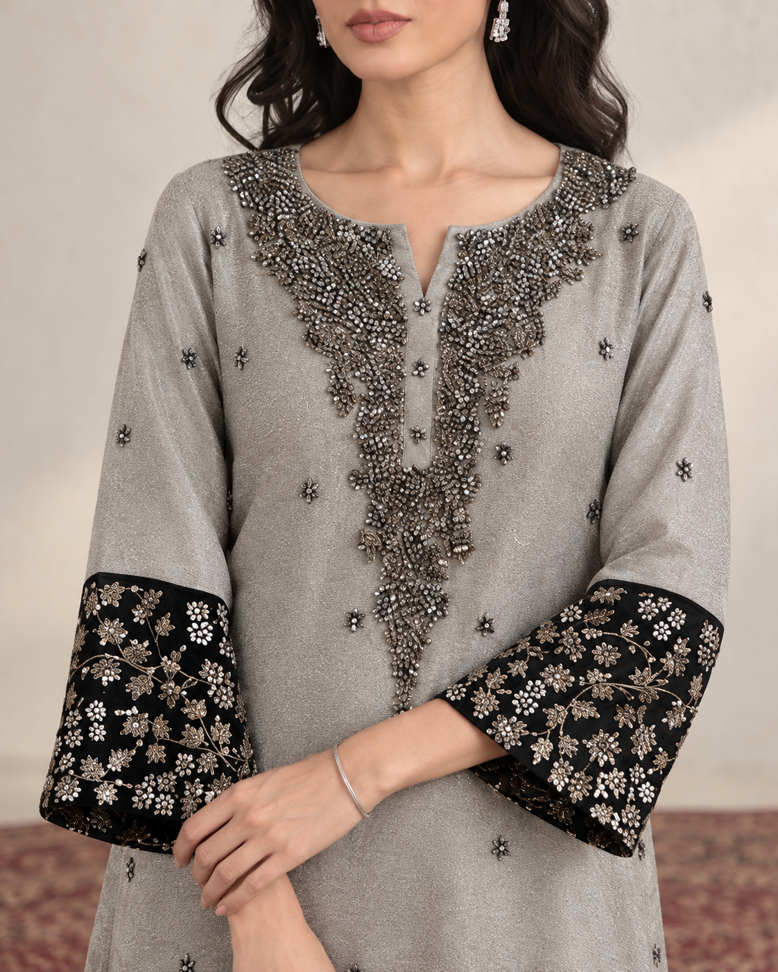 Silver-Grey Black-Floral Flounce Set — Product photo 5