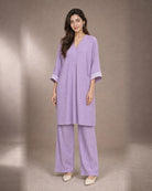 Ameera: Lilac Threadwork Crush Co-ord Set – hero front