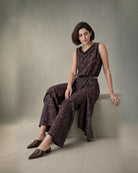 Avira: Walnut Mosaic Cowl Co-ord Set – seated three-quarter