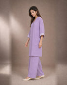 Ameera: Lilac Threadwork Crush Co-ord Set – profile or documented back