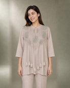 Noorika: Blush Zari-Tassel Co-ord Set – embellishment close-up