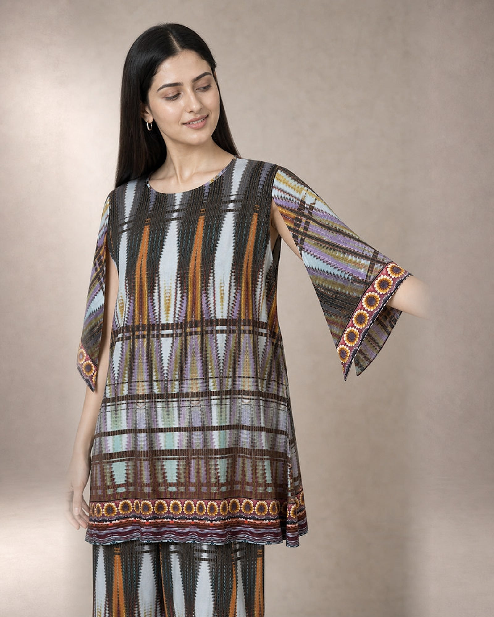 Aroha: Pastel Mosaic Modal Co-ord Set – embellishment close-up