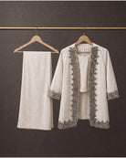 Aaina: Ivory Mirrorwork Three-Piece Co-ord Set – refined hanger packshot