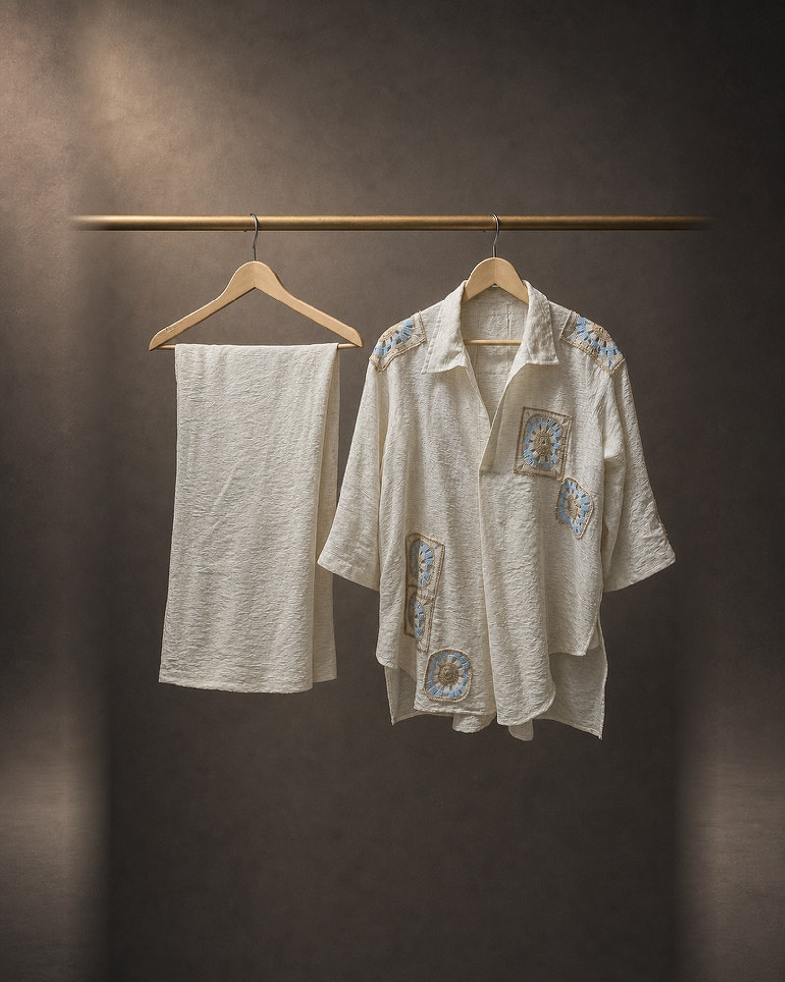 Mihira: Cream Crochet Crush Co-ord Set – refined hanger packshot