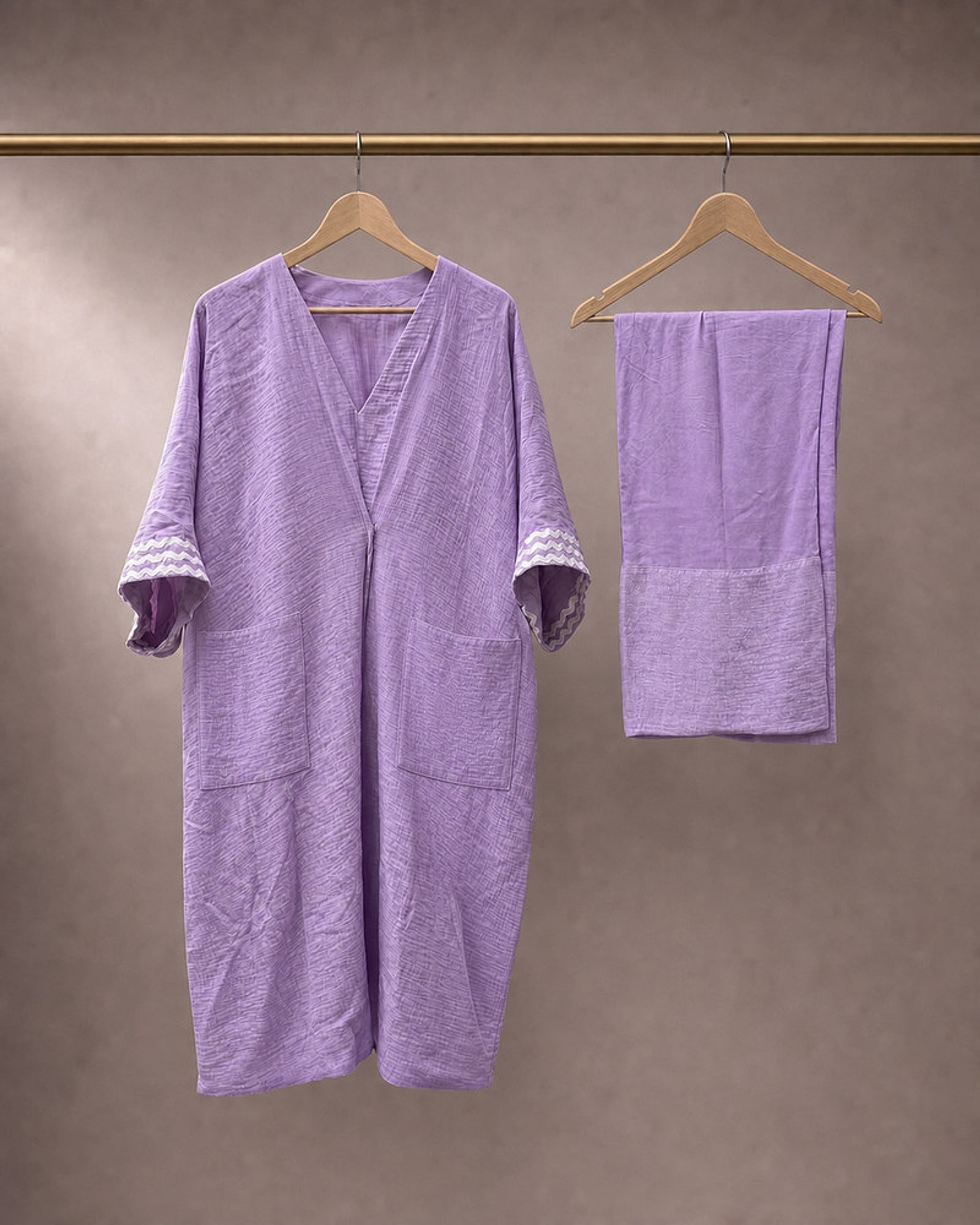 Ameera: Lilac Threadwork Crush Co-ord Set – refined hanger packshot