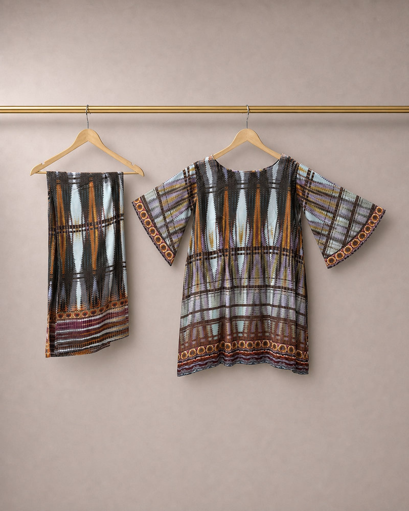 Aroha: Pastel Mosaic Modal Co-ord Set – refined hanger packshot