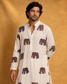 Hasti by House of Somarra — Portrait view of the elephant motifs and band collar.