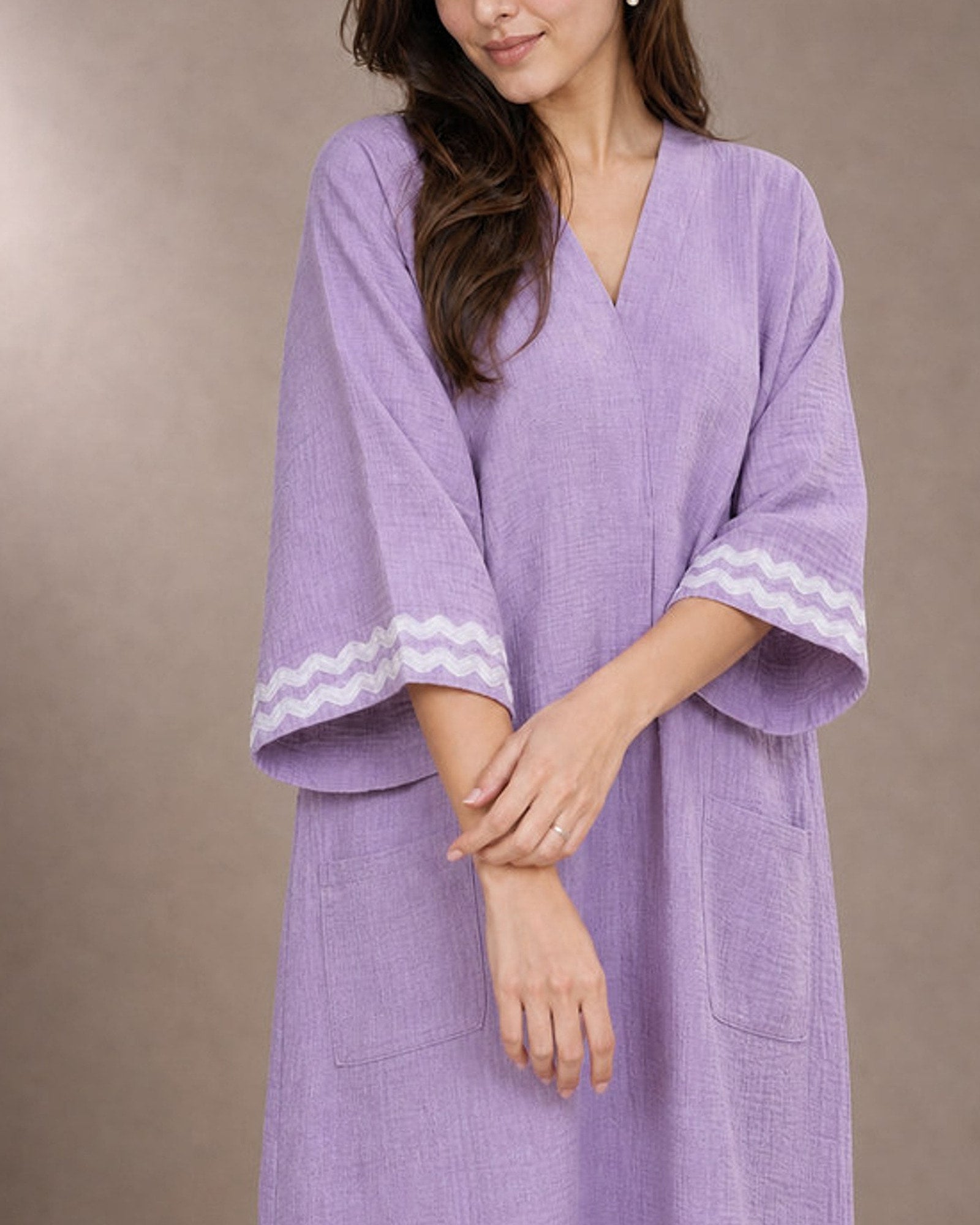 Ameera lilac threadwork crush co-ord set – white sleeve threadwork close-up