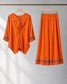Arunika: Vibrant Orange Embroidered Co-ord Set – refined hanger packshot