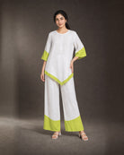 Elara: White & Neon Lime Linen Co-ord Set – hero front