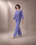 Lasya: Lilac Cascade Fringe Co-ord Set – profile or documented back