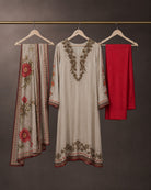 Mahrukh: Champagne Pearlwork Satin-Silk Palazzo Set – refined hanger packshot