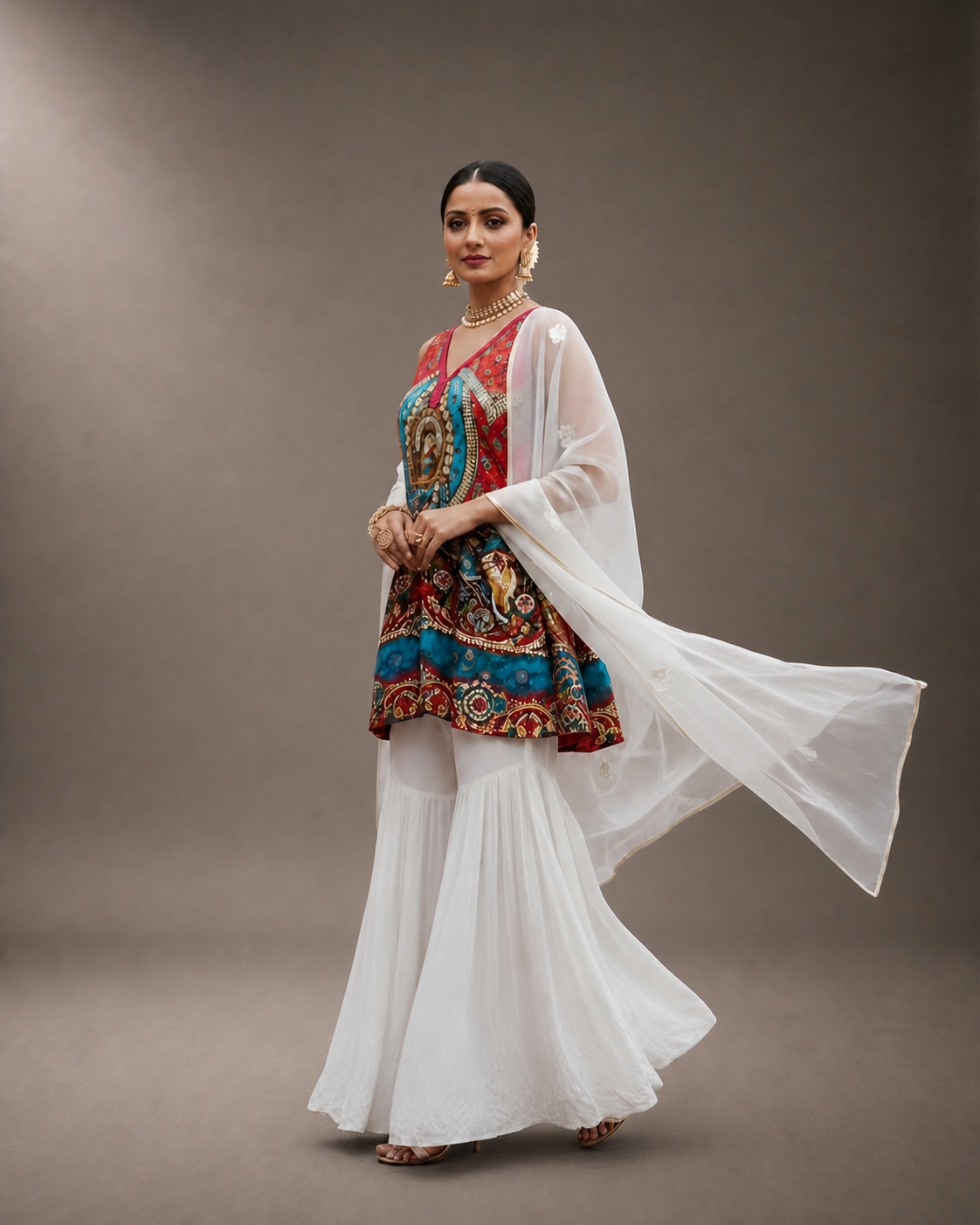 Meenal peacock motif ensemble movement view