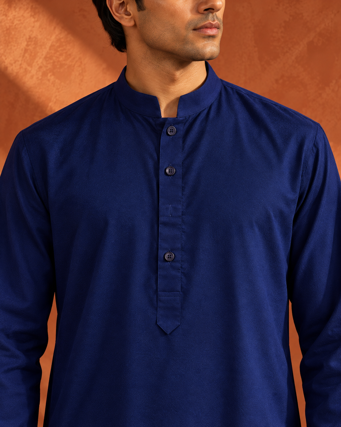 Neel: Deep Blue Men's Kurta Set — close-up of the garment details.