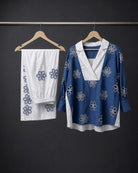 Neelakshi: Blue-and-White Floral Cutwork Co-ord Set – refined hanger packshot