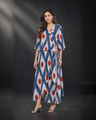 Raavika: Blue & White Angrakha Collar Kurta – hero front