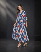 Raavika: Blue & White Angrakha Collar Kurta – profile or documented back