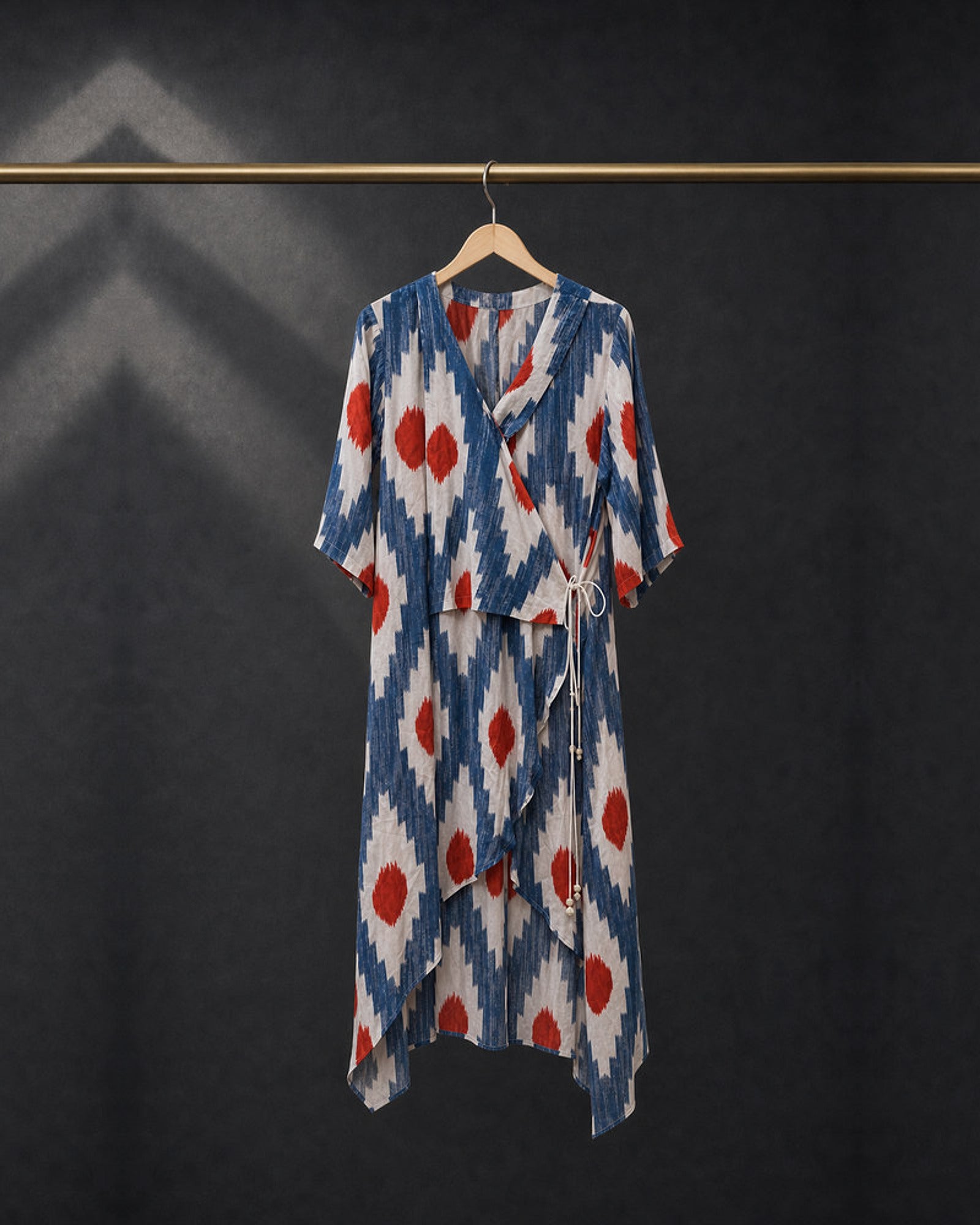 Raavika: Blue & White Angrakha Collar Kurta – refined hanger packshot