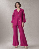Rangika: Fuchsia Sculpted Linen-Cotton Co-ord Set – hero front