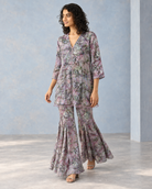 Blue-Grey Floral Shirt & Flared Pant Co-ord Set — Product photo 2
