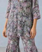 Blue-Grey Floral Shirt & Flared Pant Co-ord Set — Product photo 4