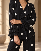 Black Polka-Dot Shirt & Straight Pant Co-ord Set — Product photo 2