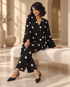 Black Polka-Dot Shirt & Straight Pant Co-ord Set — Product photo 5