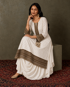 Hemika: Ivory Antique-Gold Buti & Tassel Kurta-Draped Skirt Set — product photo 4