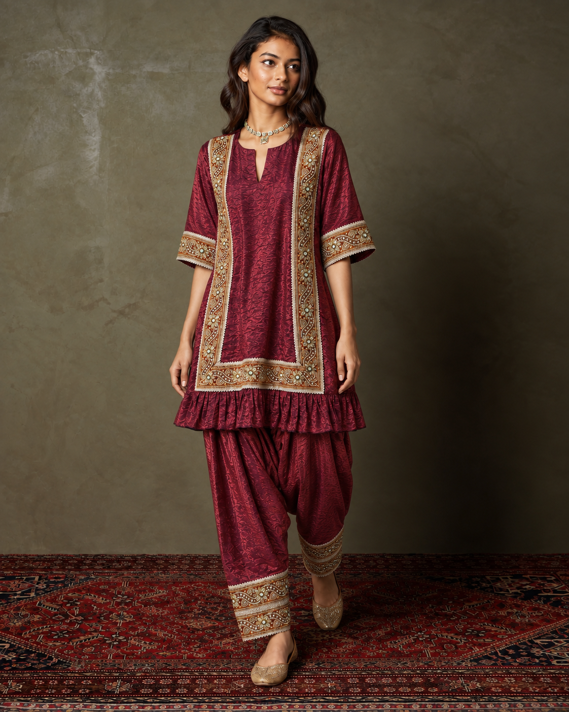 Saira by House of Somarra — Burgundy Salwar Kameez, product photo 2.