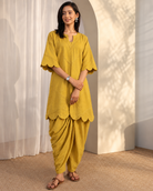 Kesari by House of Somarra — Mustard Scallop Top Dhoti Co-ord, product photo 3.