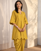 Kesari by House of Somarra — Mustard Scallop Top Dhoti Co-ord, product photo 4.