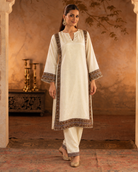 Zareen by House of Somarra — Ivory Multicolour Jewelled Border Straight Set, product photo 5.