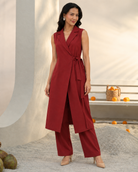 Madhira by House of Somarra — Wine Sleeveless Wrap Co-ord, product photo 2.
