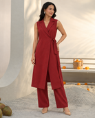 Madhira by House of Somarra — Wine Sleeveless Wrap Co-ord, product photo 3.