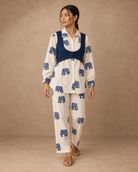 Gajra by House of Somarra — Ivory Navy Elephant Motif Co-ord, product photo 2.