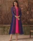 Naavya by House of Somarra — Navy Geometric Embroidered Sheer Tunic Set, product photo 2.