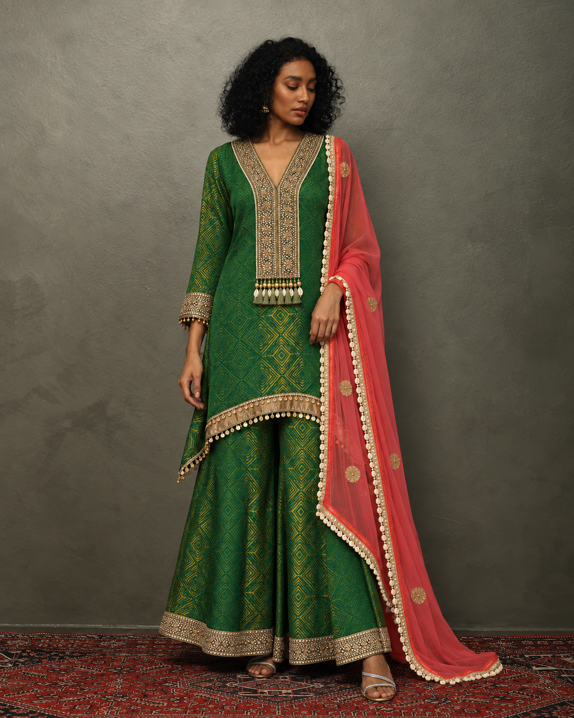 Aarshiya by House of Somarra — Aarshiya Green Coral Couture Set, product photo 1.