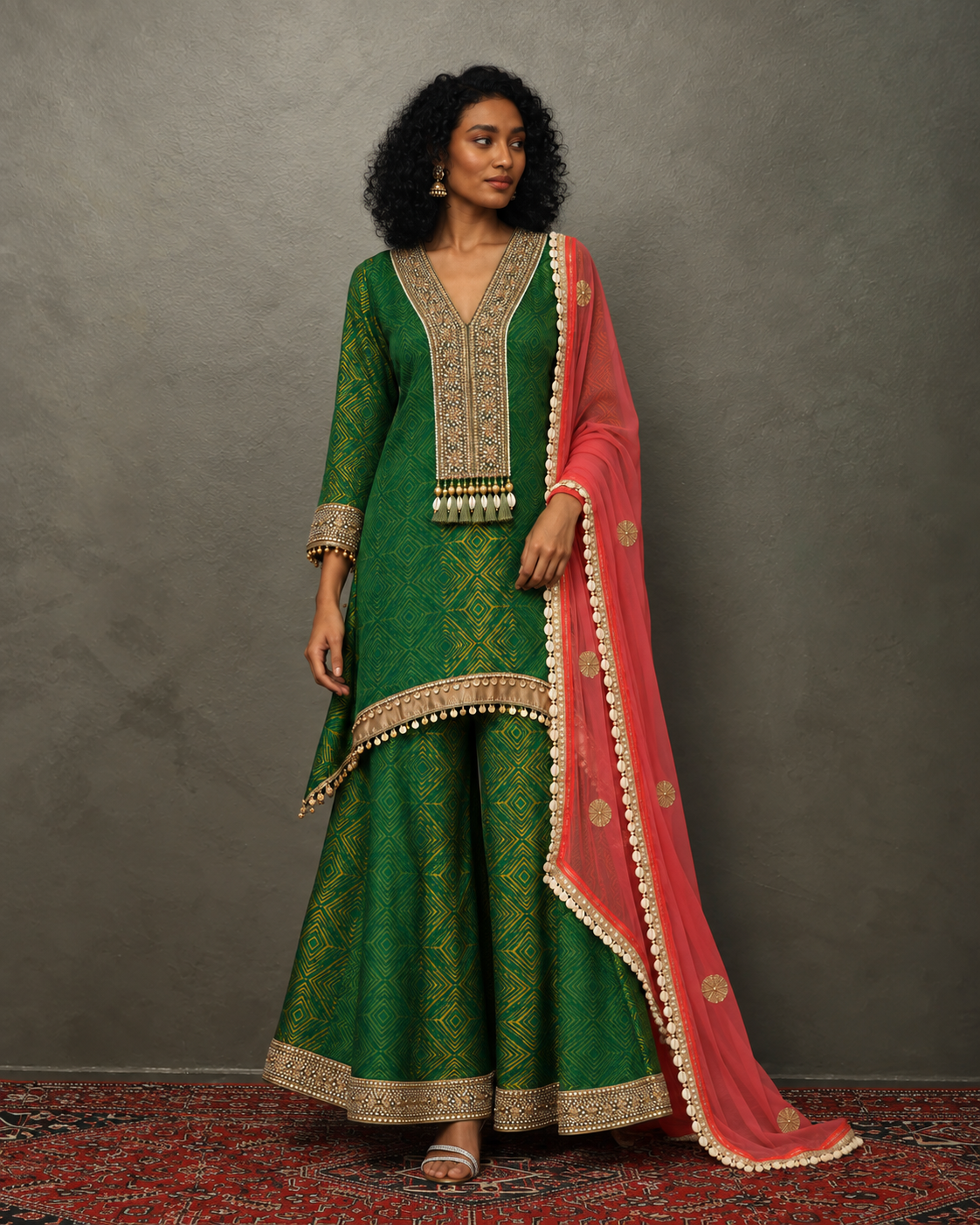 Aarshiya by House of Somarra — Aarshiya Green Coral Couture Set, product photo 2.