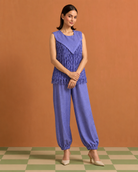 Lasya by House of Somarra — Periwinkle V Panel Fringe Co-ord, product photo 1.